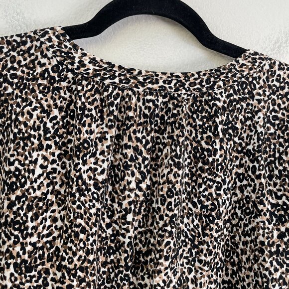 Old Navy Plus 3X Leopard Animal Print Blouse Rayon Tunic Top Long Sleeve - Picture 10 of 10
